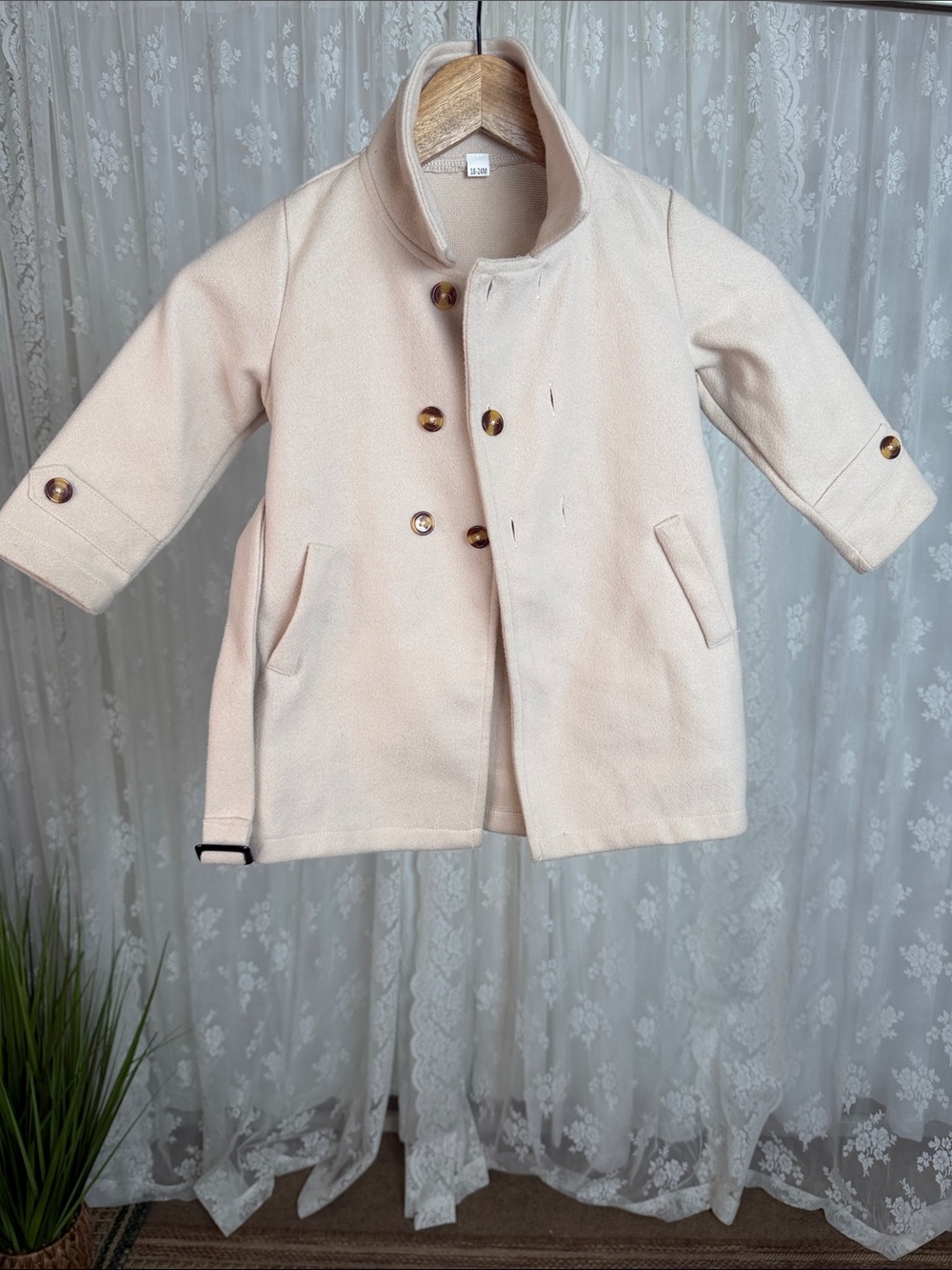 (5for$12) Toddler Double-Breasted Cream Coat